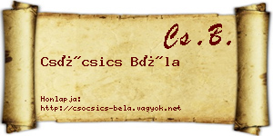 Csócsics Béla névjegykártya