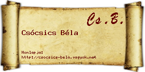 Csócsics Béla névjegykártya